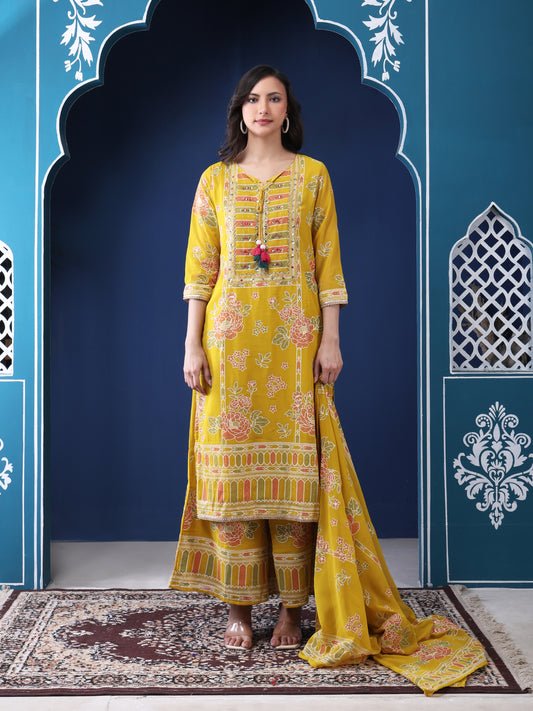 Sunheri Bloom Crepe Floral Printed Suit Set
