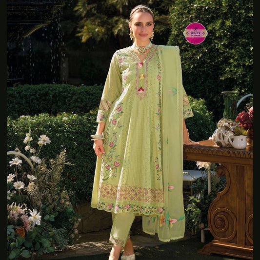 Pure Cotton Anarkali Kantha Hand Work - Summer Colors